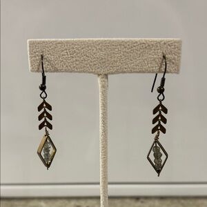Gold and Gray Dangle Earrings